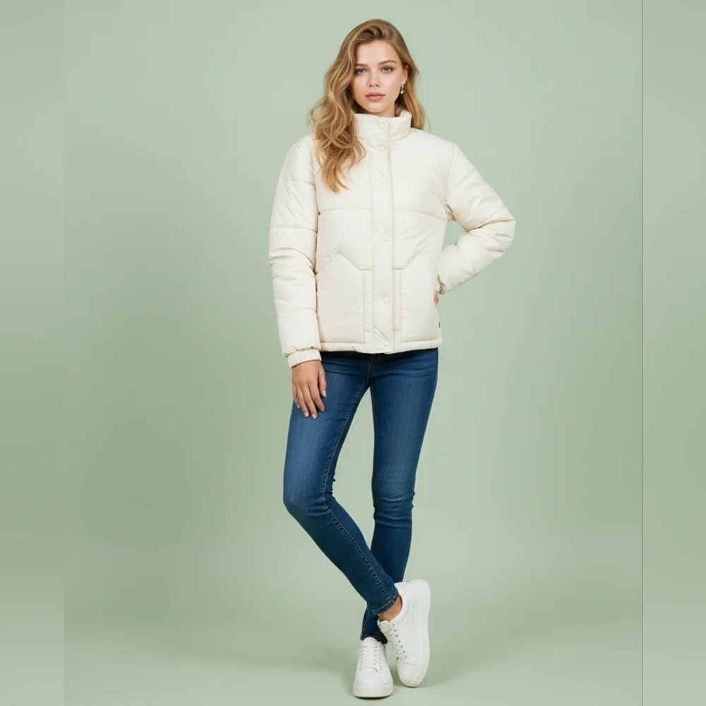 New Ivory Puffer Coat L - Picture 4 of 5